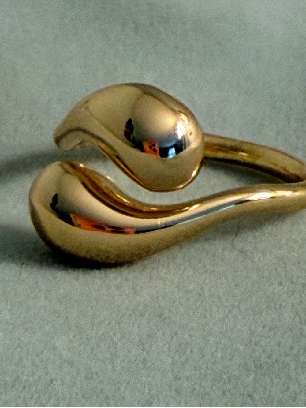 Adjustable Dome Teardrop Ring 18K Gold Plated - Picture 2 of 6